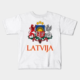 Latvia - Coat of Arms Design (Latvian Text) Kids T-Shirt